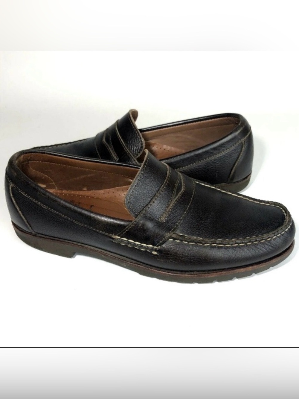 Allen Edmonds 10.5 B Hampton penny Loafer
Lug slip on Shoe Narrow brown